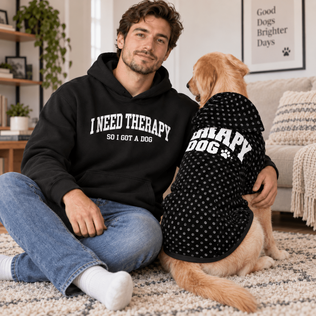 Therapy Dog Pet Hoodie - FluffnCoBlackSAddonsoft