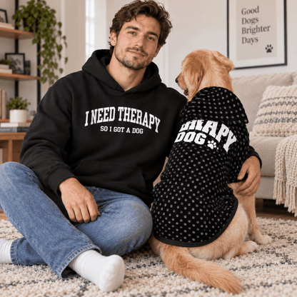 Therapy Dog Pet Hoodie - FluffnCoBlackSAddonsoft