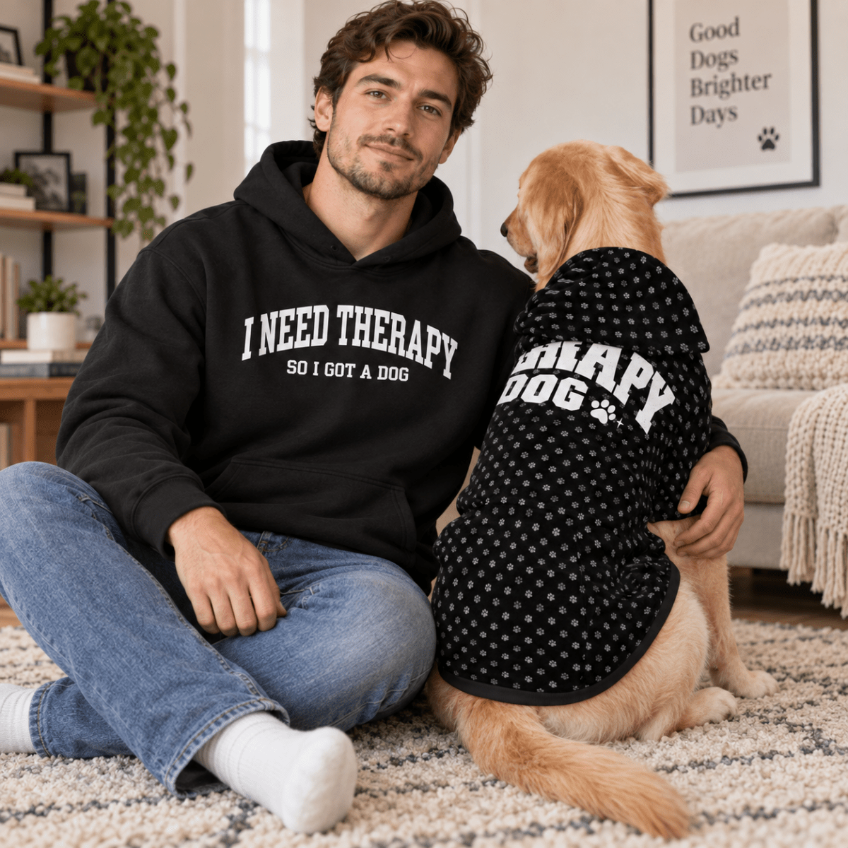 Therapy Dog Pet Hoodie - FluffnCoBlackSAddonsoft