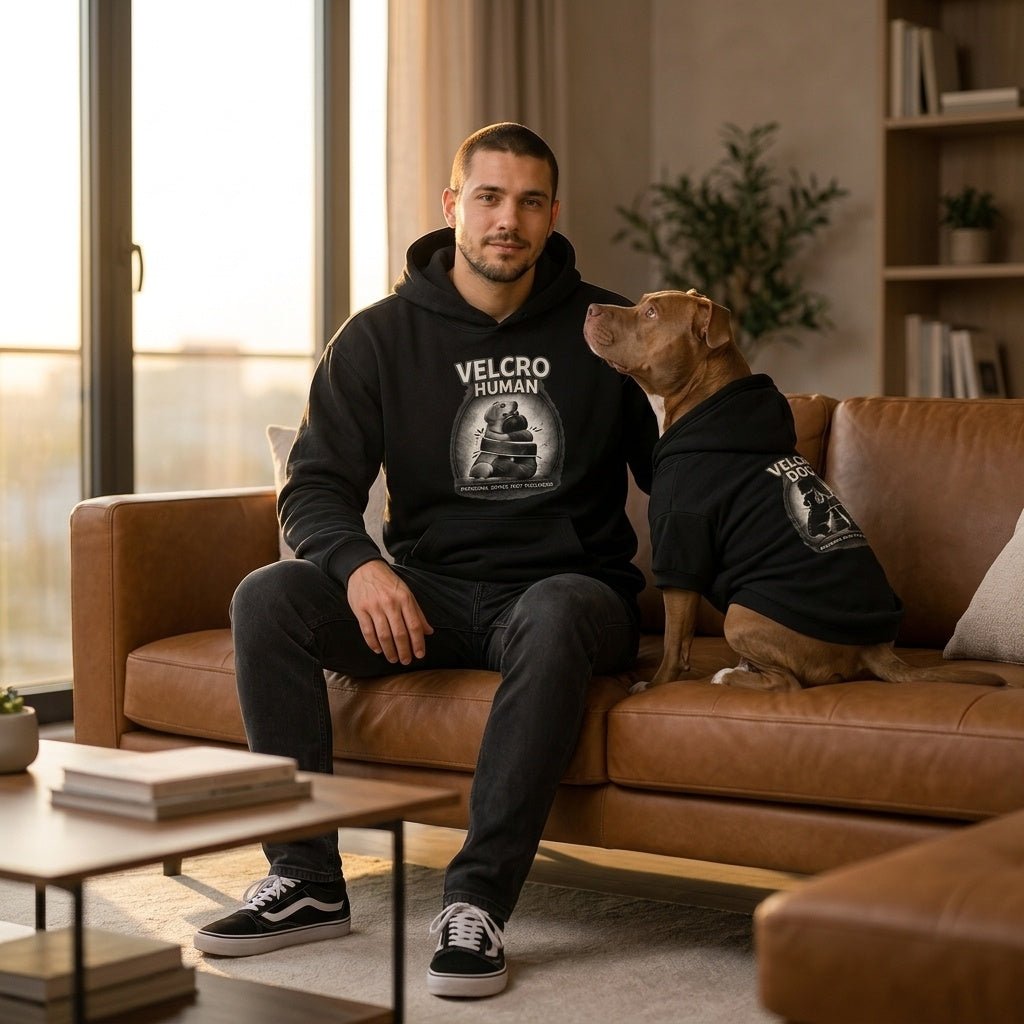 Velcro Human Matching Dog & Owner Hoodie Set - FluffnCoSBlackxsmatchingset