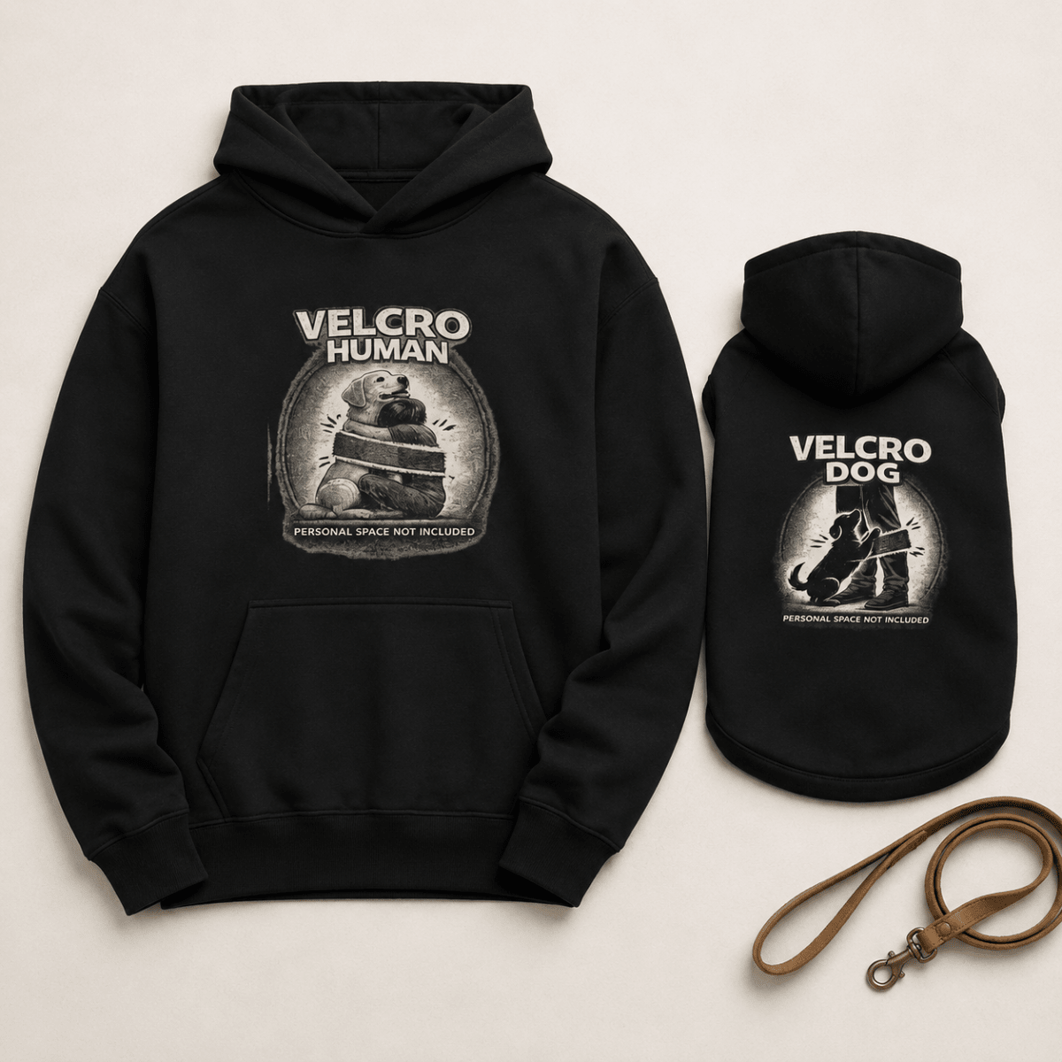 Velcro Human Matching Dog & Owner Hoodie Set - FluffnCoSBlackxsmatchingset
