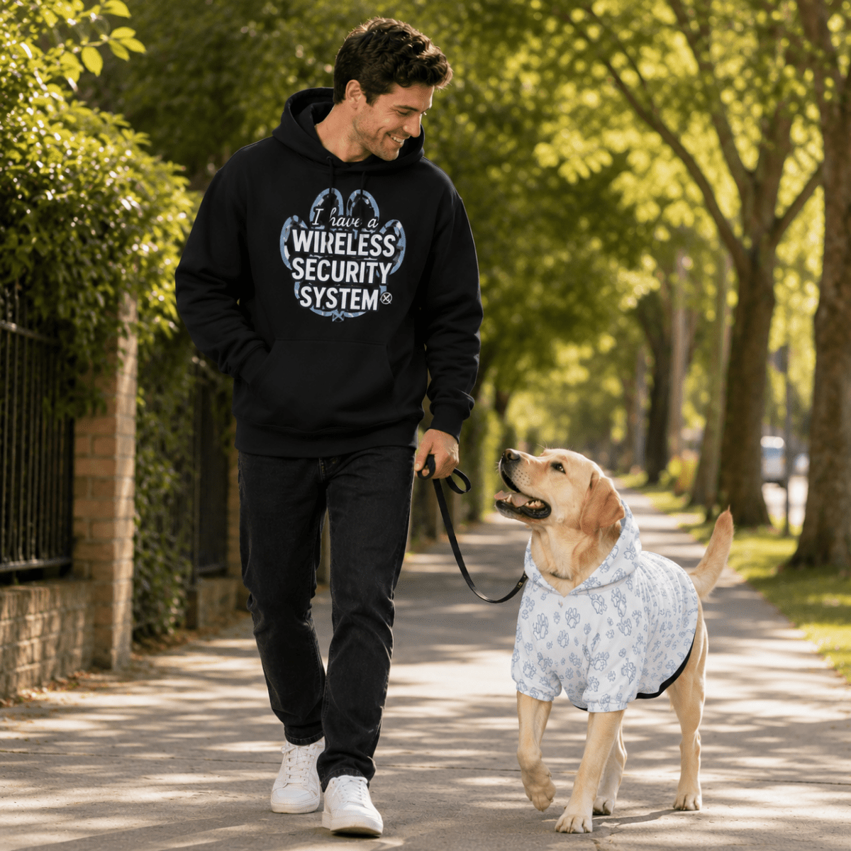 Wireless Security System Pet and Owner Hoodie Set - FluffnCoSPigment Blackxs