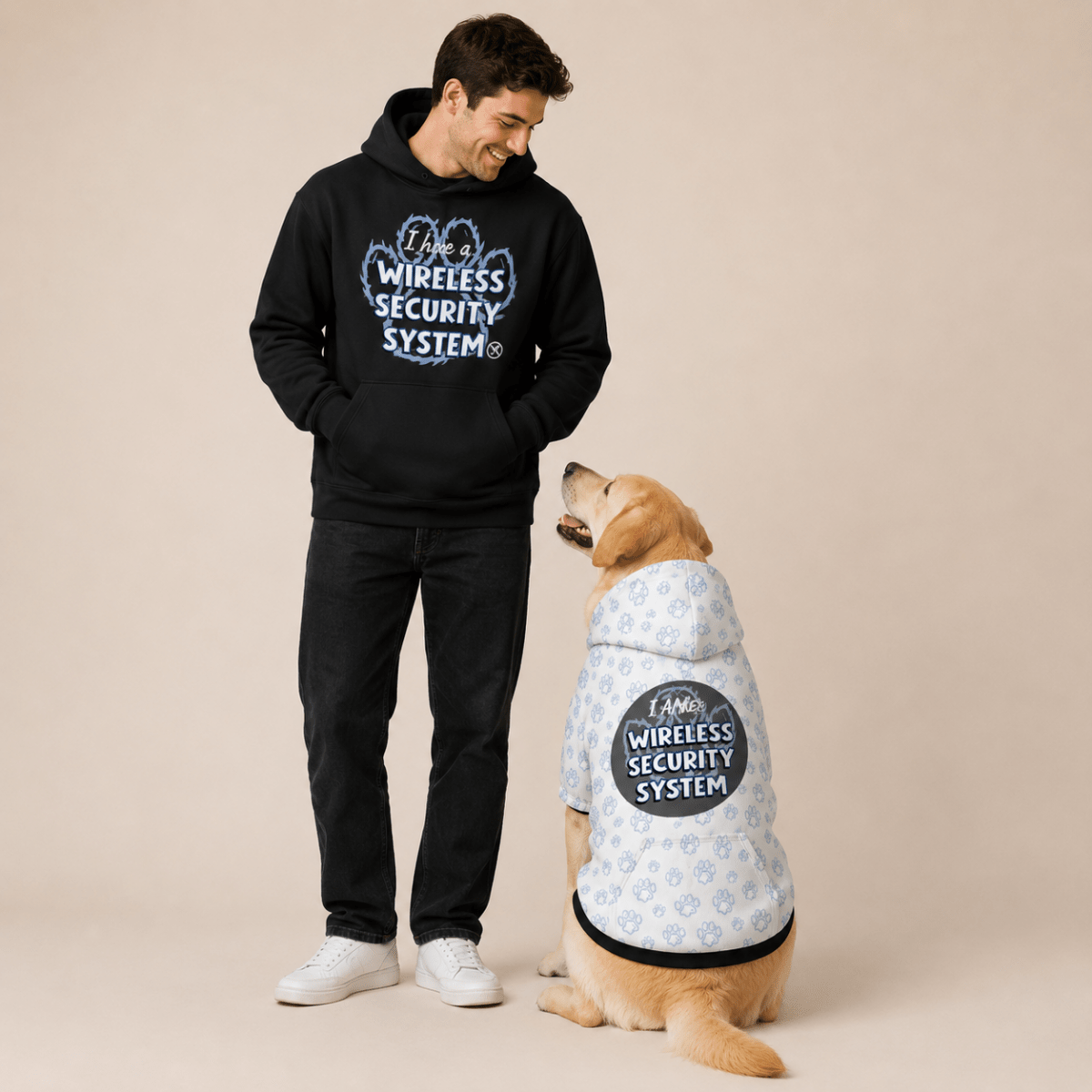 Wireless Security System Pet and Owner Hoodie Set - FluffnCoSPigment Blackxs
