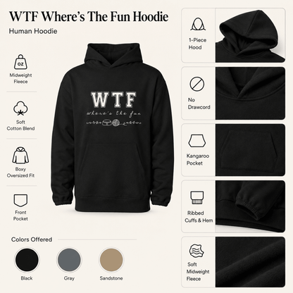WTF Where's the Fun Matching Pet & Owner Hoodie Set - FluffnCoPigment BlackxsS