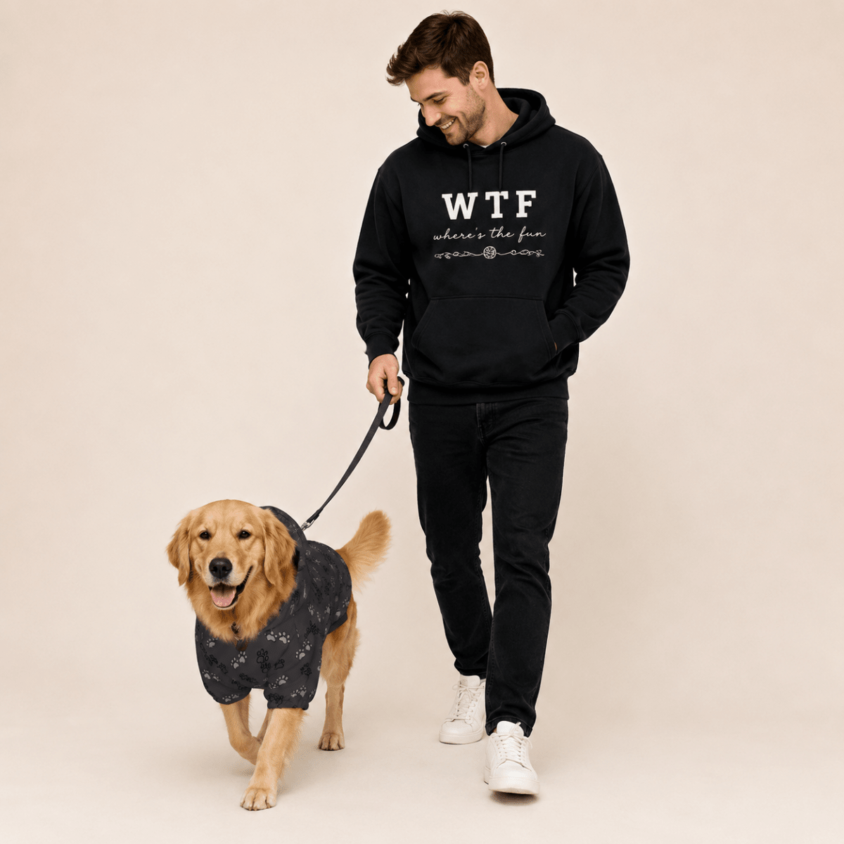 WTF Where's the Fun Matching Pet & Owner Hoodie Set - FluffnCoPigment BlackxsS